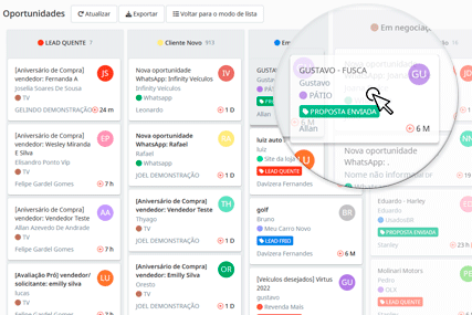 Modo Kanban CRM Revenda Mais