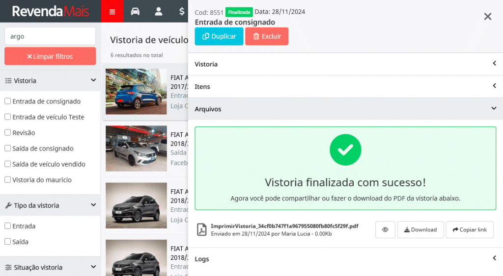 Vistoria digital com checklist e fotos