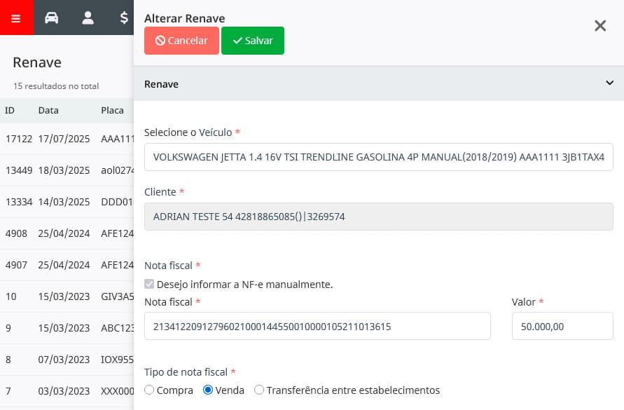 Integração com RENAVE e consulta veicular — segurança nas transferências