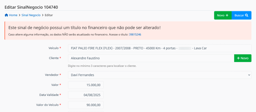 Controle de sinal de negócio — segurança no momento da negociação