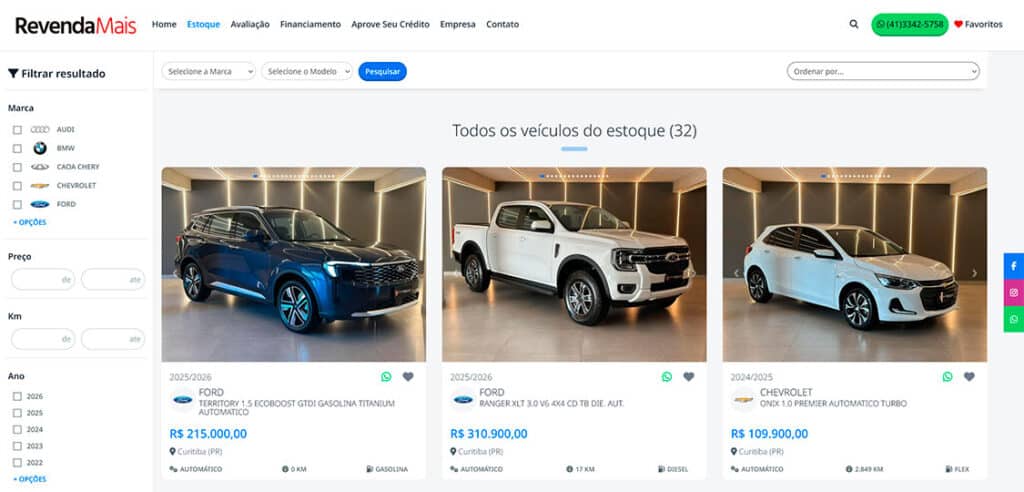 Site integrado — sua loja 24/7 com estoque online e recursos de venda