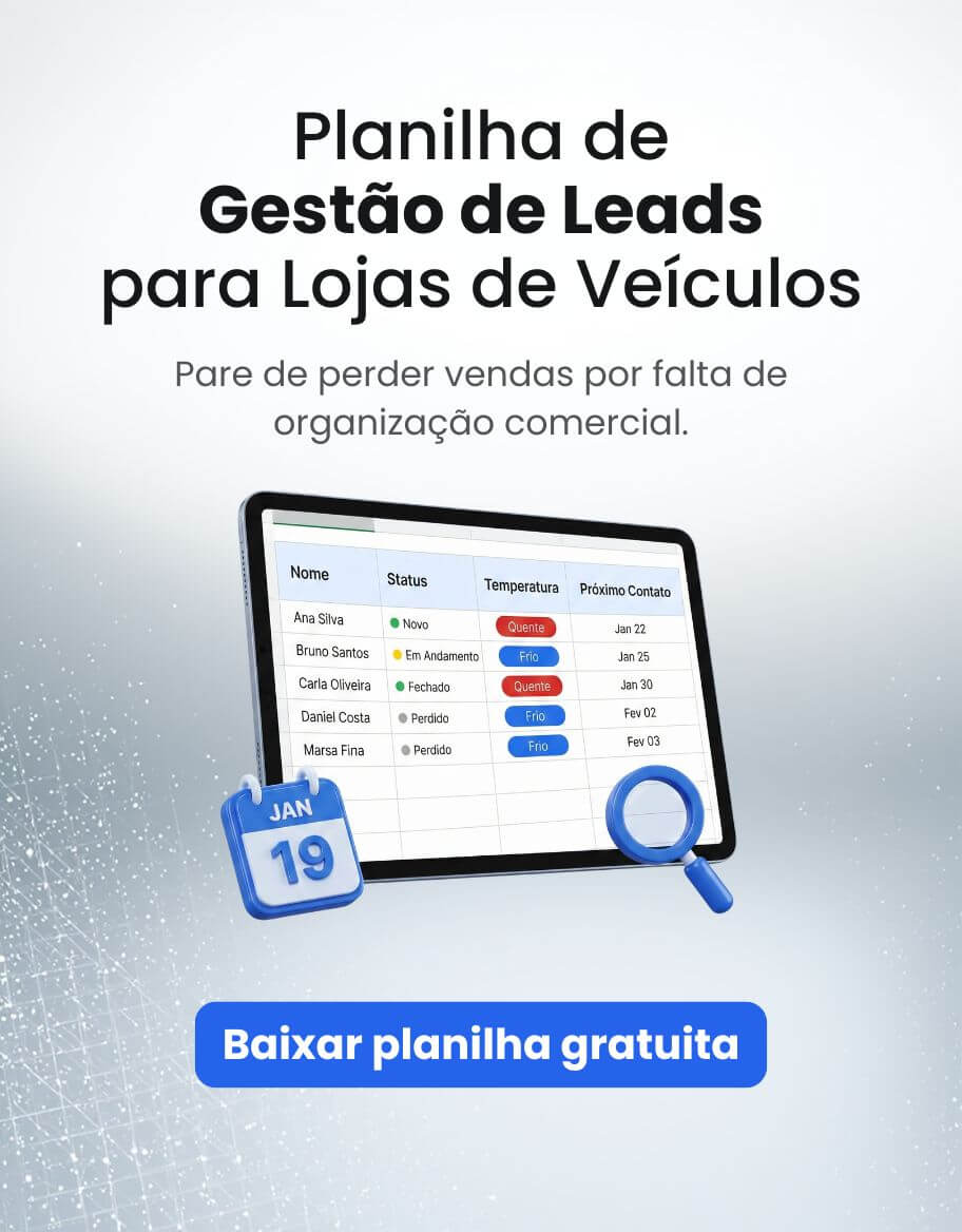 Planilha de gestão de leads para lojas de veículos
